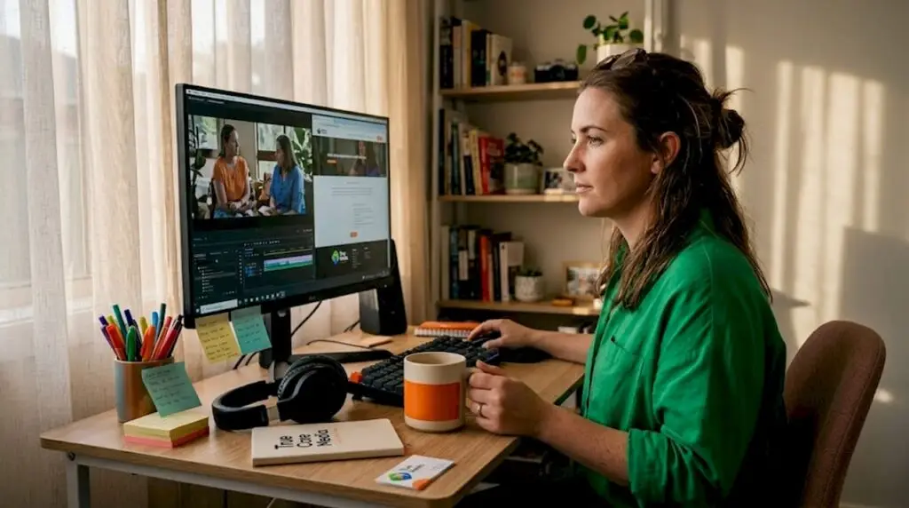 Producer reviewing NDIS disability video footage