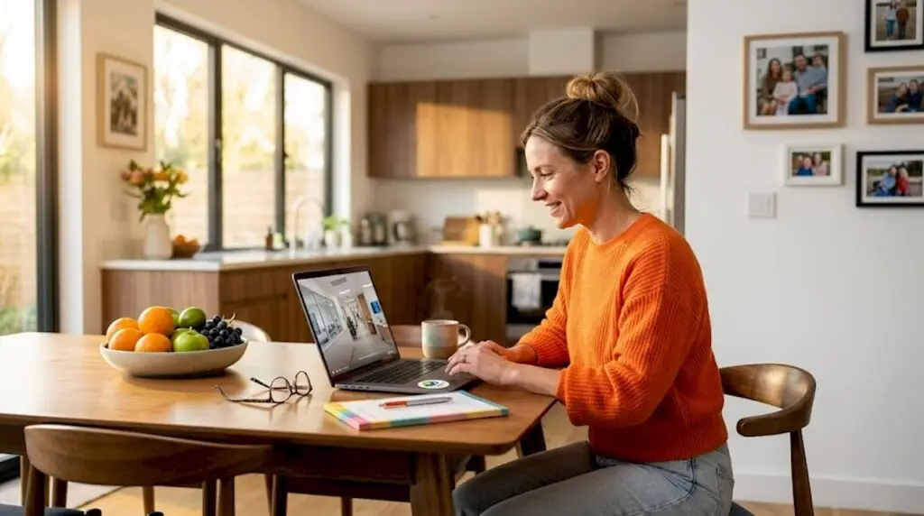 Patient watching healthcare video tour at home