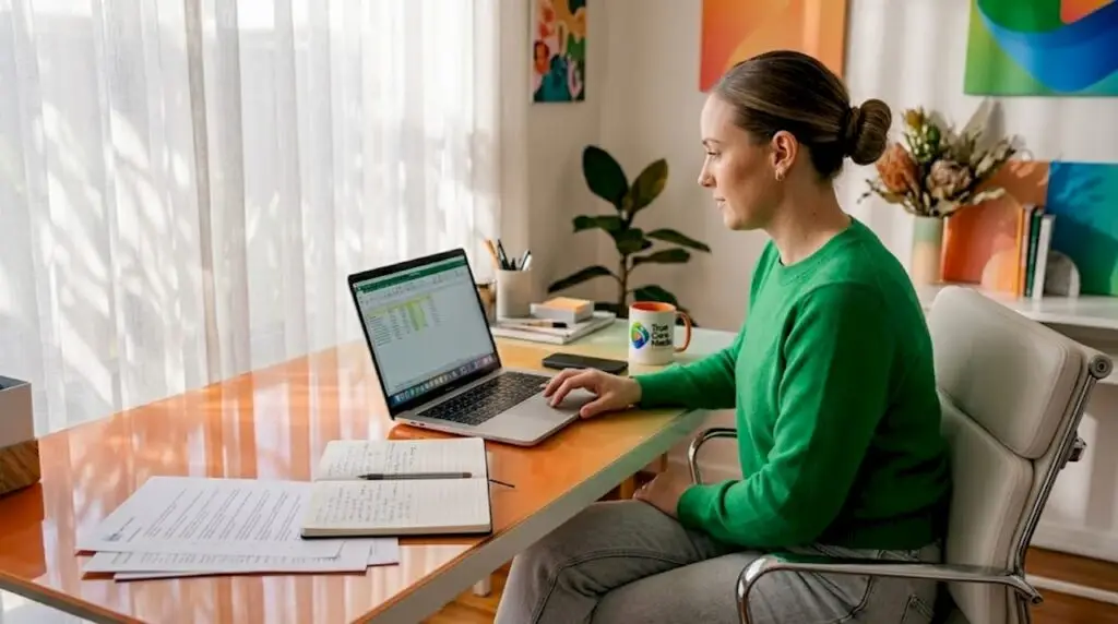 Care provider reviewing video content spreadsheet