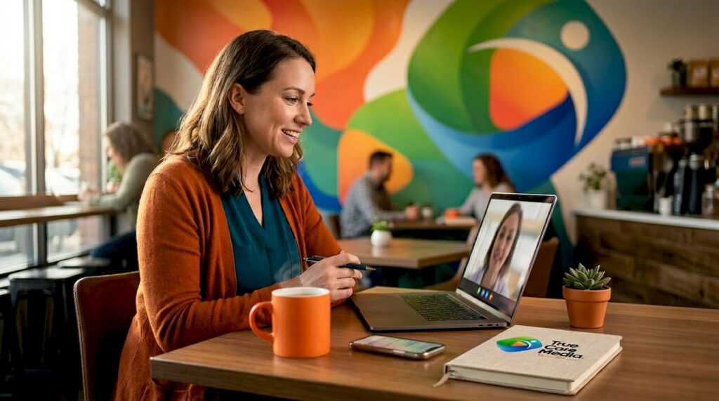 Healthcare provider in telehealth video call