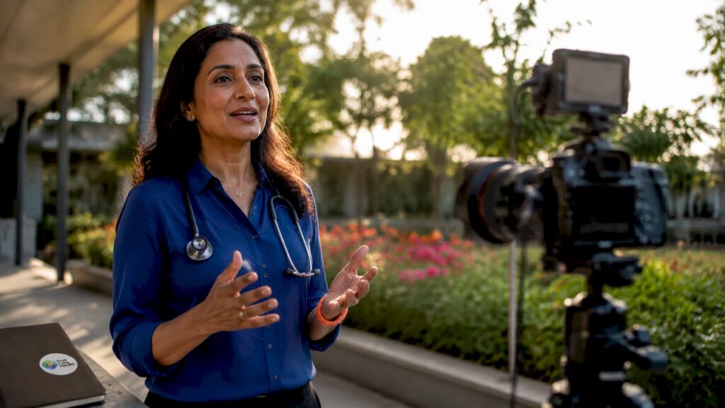 Doctor recording specialist profile video