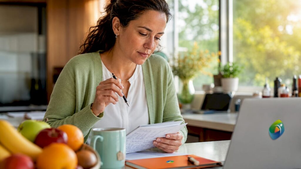 Healthcare provider reviewing client story notes