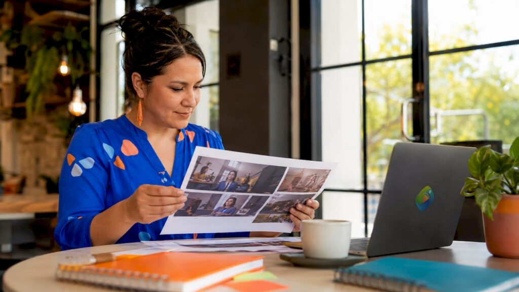 Marketing manager reviewing NDIS video storyboard