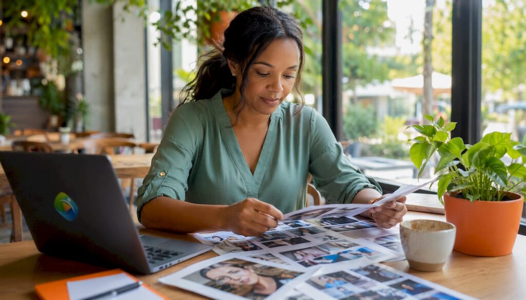 NDIS coordinator reviewing visual content strategy documents