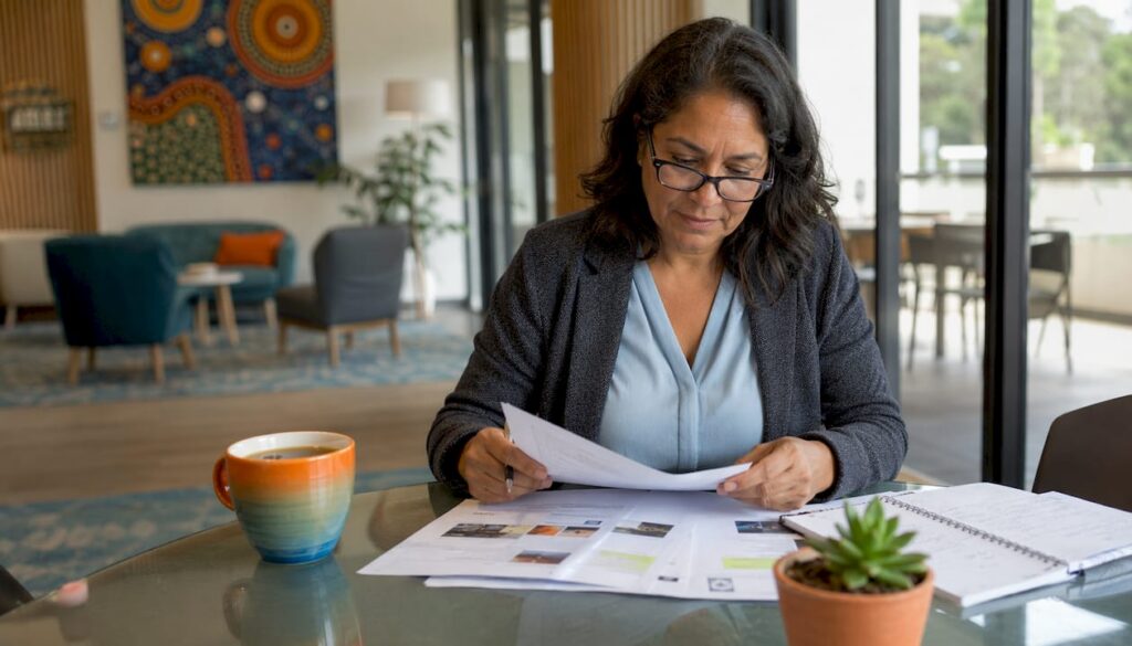 Marketing manager planning aged care media strategy