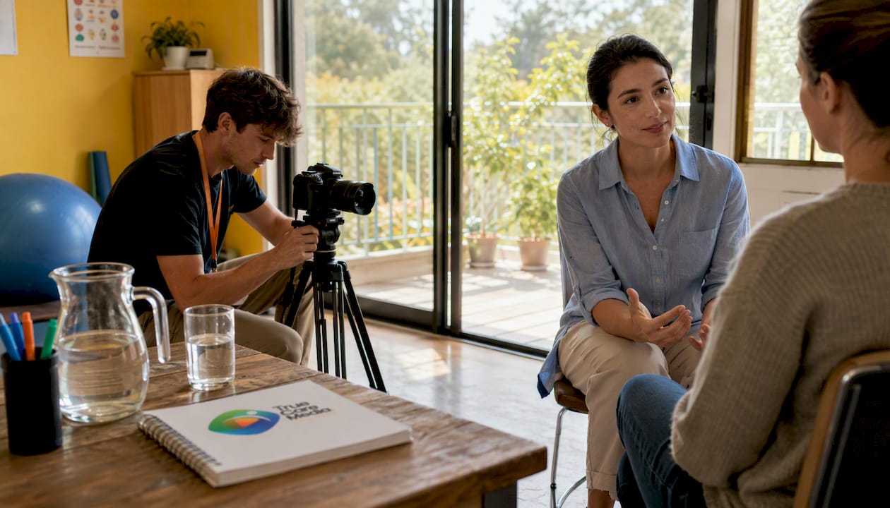 Videographer filming allied health therapy session