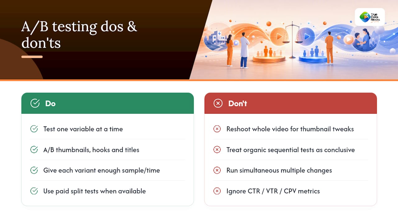 Running A/B tests on healthcare video content — overview diagram